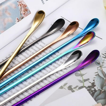 

Promotions! Fashion Style Stainless Steel Mixing Spoon Dinnerware Long Handle Dessert Ice Cream Coffee Stirring Spoon Kitchen Flatware