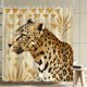 thumbnail image 1 of Cortina de ducha impermeable de poliéster con estampado de leopardo 180x200 cm, 1 of 3