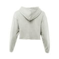 thumbnail image 3 of A2Y Women's Solid Cropped Cut Off Hooded Pullover Sweatshirt Oatmeal XL, 3 of 5