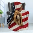 thumbnail image 4 of Baseball Soft Flannel Fleece Blanket, Vintage Baseball League Equipment Usa Grunge Glove Bat Fielding Sports Theme, Cozy Plush for Indoor and Outdoor Use, 50" x 60", Brown Red Blue, by Ambesonne, 4 of 5