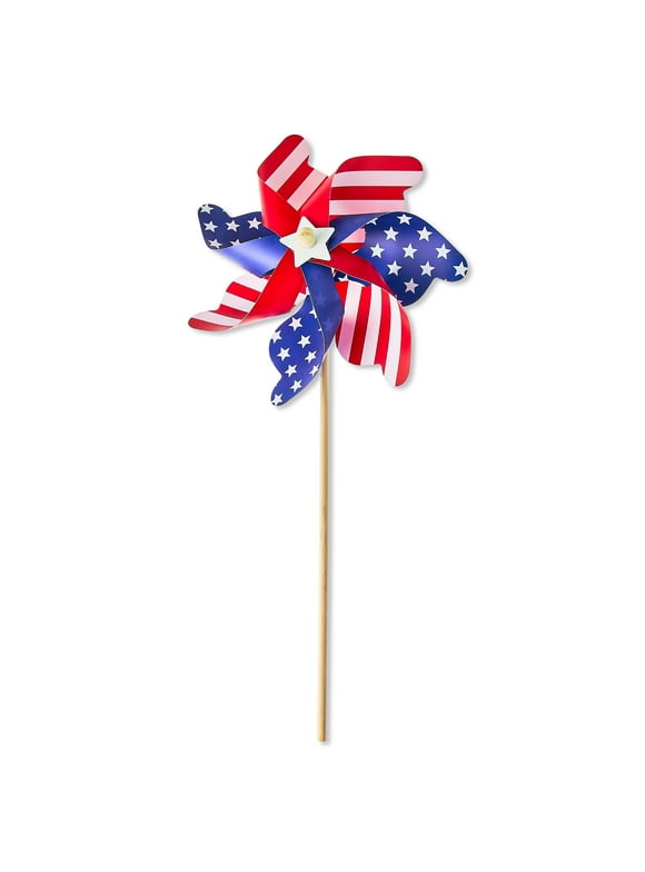 Patriotic Jumbo Pinwheel, Plastic & Wood, Red, White & Blue color, Party Favors, Way to Celebrate