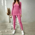 thumbnail image 4 of Lyrehush Womens Casual Matching Sets Fitted Leggings Ribbed Knit Stretchy V Neck Tunics Activewear 2 Piece Lounge Set, 4 of 7