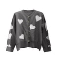 thumbnail image 5 of pxiakgy cardigan for women women's heart-shaped embroidered knit cardigan sweater slim o-neck long sleeve sweater long cardigans for women grey + l, 5 of 6