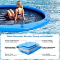 thumbnail image 3 of Bezliving 10' Round Inflatable Floating Dock with Cup Holder, Sunchill Float Ring, Hammock Tanning Pool with 4in Woven Fabric, Manual Pump for 1-2 Min Quick Inflate/Deflate, Fits 2-8, Ideal for Lakes, 3 of 7