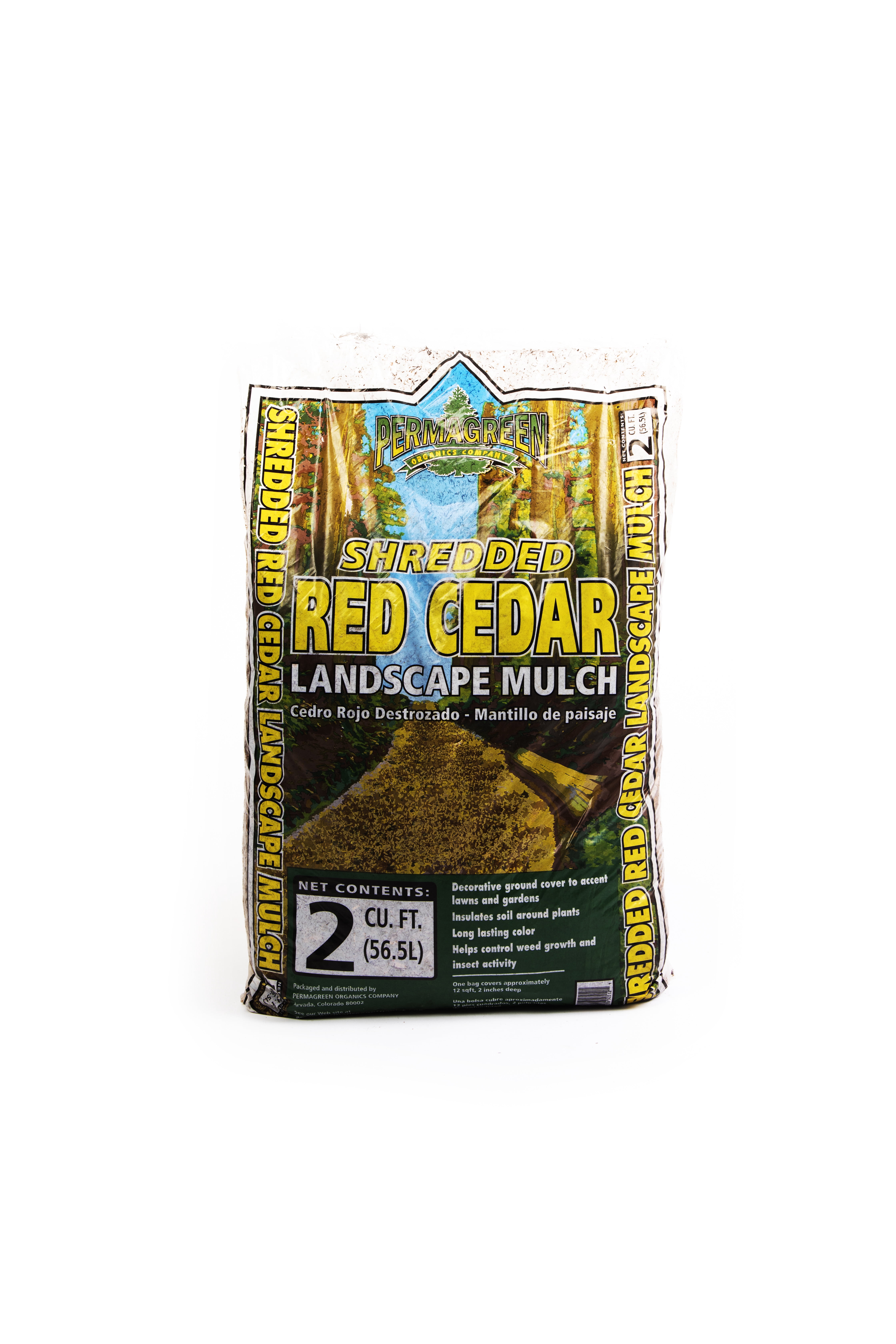 PermaGreen Natural Shredded Red Cedar Mulch, 2 Cu. ft.