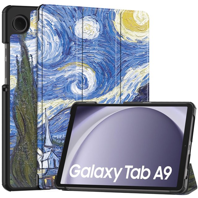 yeacher Samsung Galaxy Tab A9 & A9 Plus Étui de Protection avec Fonction Réveil/sommeil, Design à Trois Volets, Fermeture Magnétique et Motifs Colorés (8,7/11 Pouces)