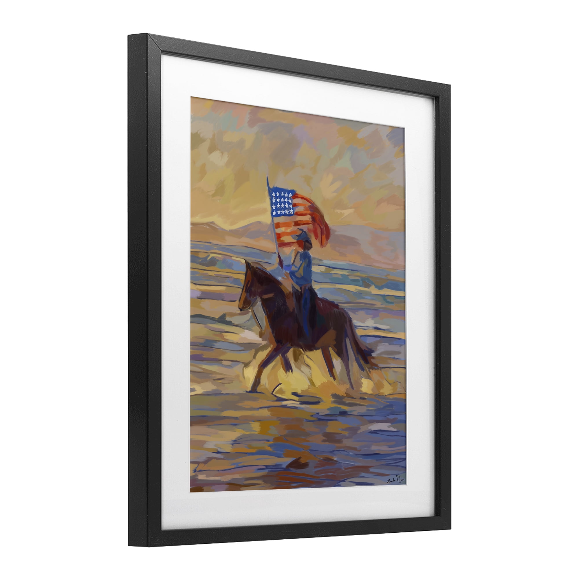 Stupell Industries American Cowgirl Abstraction Black Framed Print Under Glass, design by Amelia Noyes