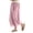Pink, variant on ShomPort Women's Cropped Pants Casual Lace-Hem Comfy Lightweight Drawstring Wide Leg Pants with Pockets