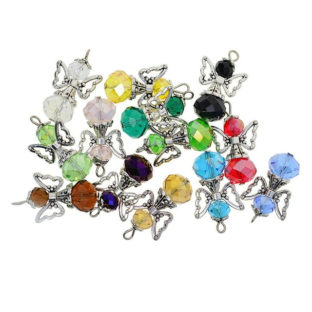 Abbracc 12x Mixte Ange Aile Charmes Perles de Verre Pendentif Bricolage Boucle d'Oreille Collier Résultats Multicolores
