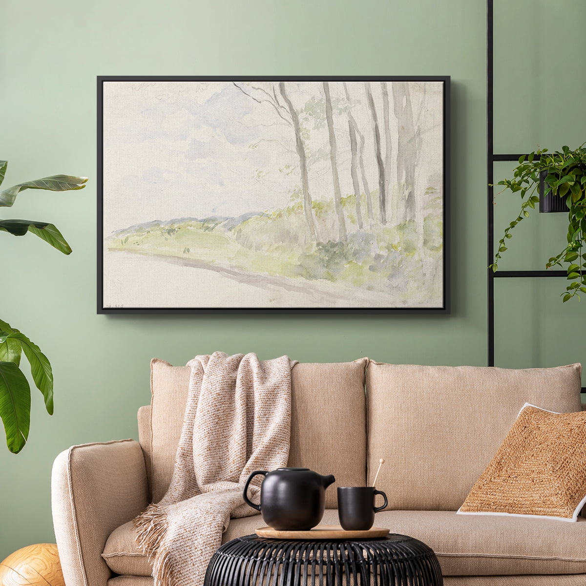 Vintage Landscape-CCCLII By Wexford Home Framed in Black Wood Gallery Wrapped Canvas 25 in. x 37 in.