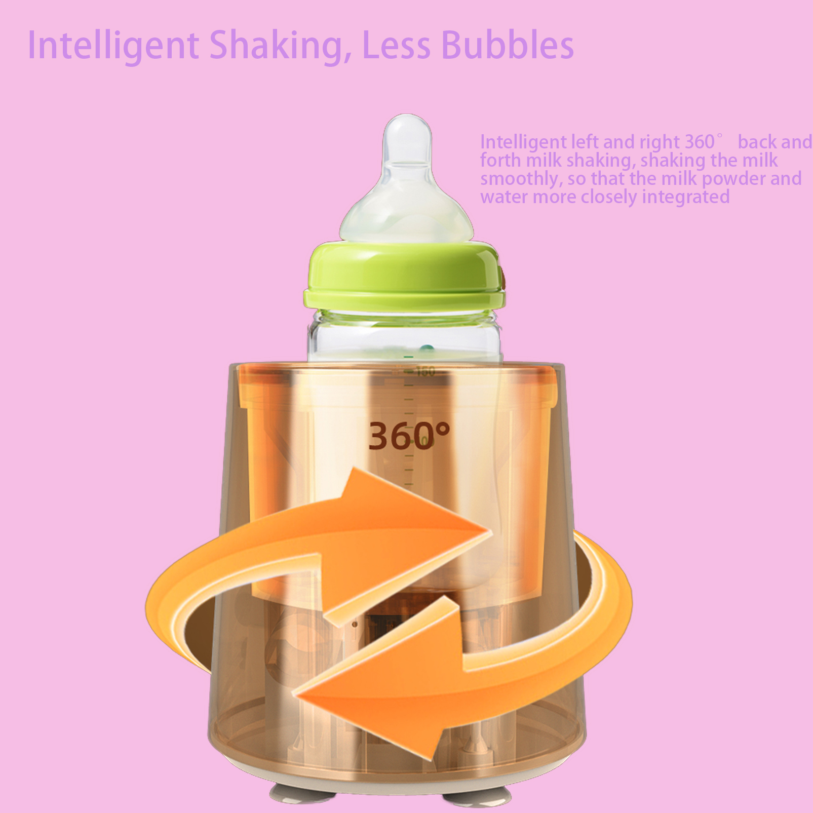 Baby Formula Dispensers & Mixers,360 -Degree Two -Way Shaking Milk,Shake Milk Evenly and Less Bubbles,Three -Gear Timing Milk,Wireless Portable Milk Shake Baby Bottle Shaker