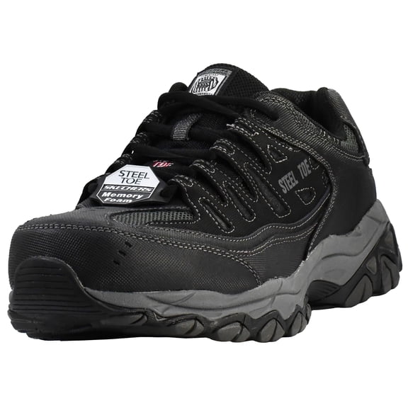 Skechers Cankton Steel Toe Work Shoes for Men, Relaxed-Fit with a Lace-Up Front