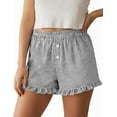 thumbnail image 5 of PRETTYGARDEN Womens Boxer Shorts Y2K Ruffle Shorts Summer Spring Lounge Striped Casual Beach Bottoms Pockets, 5 of 10