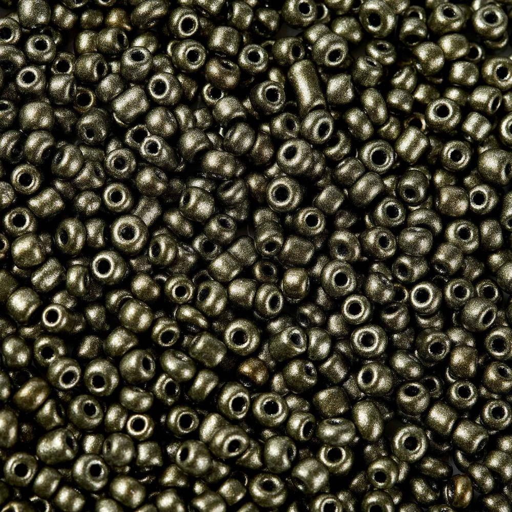 12/0 Glass Seed Beads Metallic Colours Style Round Dark Olive Green 12/0 2mm Hole: 1mm about 30000pcs/pound