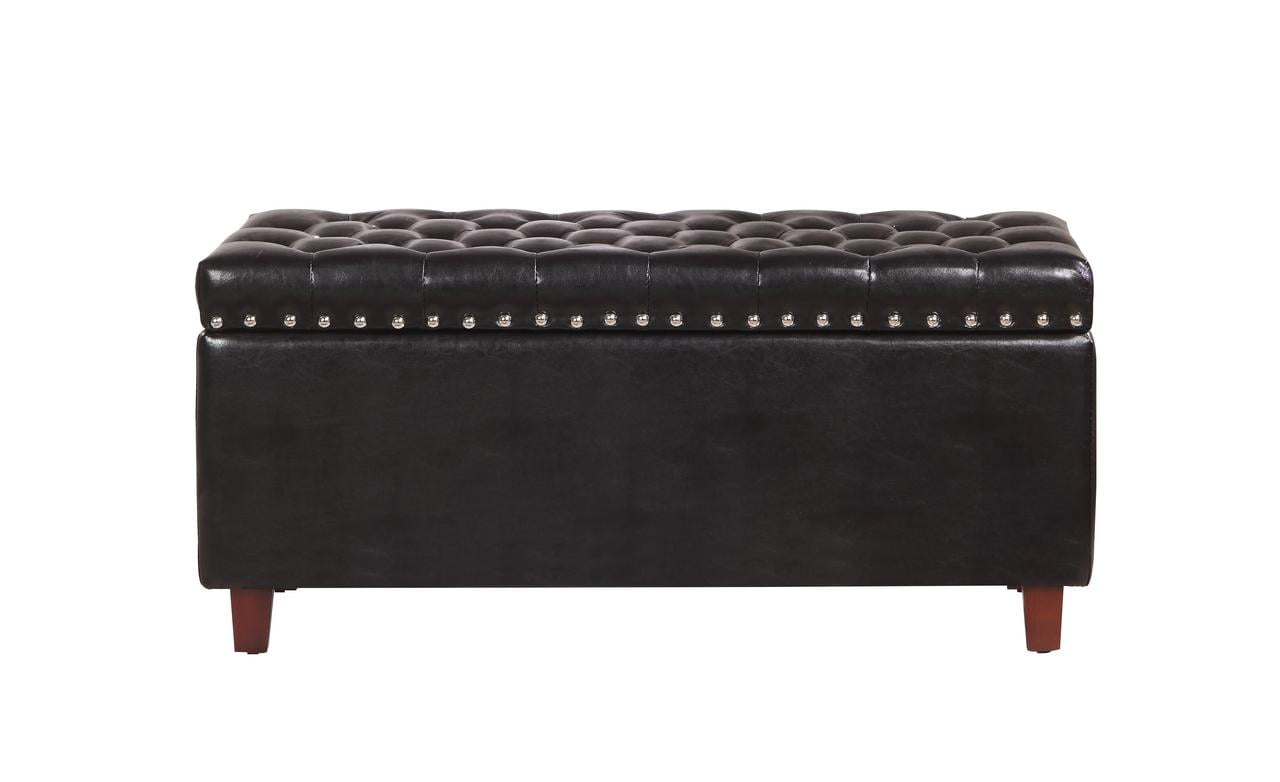 Bonded Leather Storage Ottoman Bench, Leather Storage Ottoman Bench Black