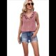 thumbnail image 2 of Blusas Casuales para Mujer, Sin Mangas, con Botones, Cuello en V y Volantes, Camisetas de Verano 2025, Camisas de Trabajo de Negocios para Damas. Rosa M, 2 of 7