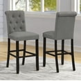 thumbnail image 2 of Roundhill Furniture Leviton Solid Wood Barstool, Tufted Back, Set of 2, Gray, 29.7" Seat Height, 2 of 6