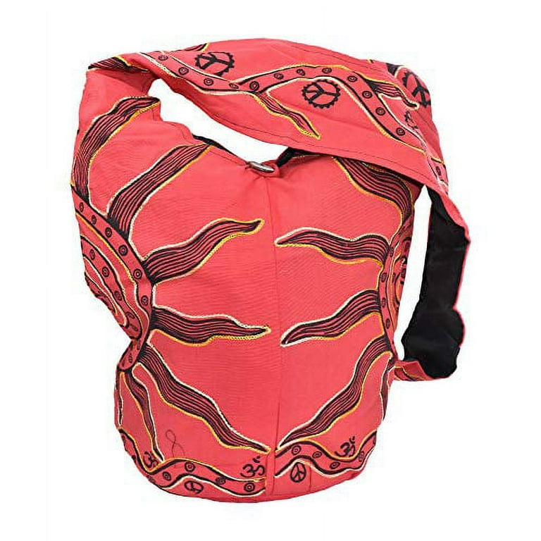Mandala Crafts Hippie Bag - Boho Bag - Hobo Hippie Purse - Indie Style  Hippie Crossbody Bag - Red Sun Bohemian Sling Shoulder Bag 