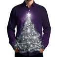 thumbnail image 4 of Christmas Shirts for Men Long Sleeve Lapel Shirt Xmas Tree Prints Top Casual Funny Holiday Tops Fashion Funny Graphic Vacation Outfits, 4 of 9