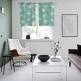 thumbnail image 5 of 2 Panels Kitchen Tier Curtains 39 Inch Length, Turquoise Beige Dandelion Grommets Window Treatment Curtain, Farmhouse Botanical Blossom Thermal Curtains Drapes for Living Room/Bathroom, 5 of 9
