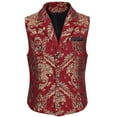 thumbnail image 3 of VBTAPA Mens Victorian Gothic Suit Vest Steampunk Waistcoat Single Breasted V-Neck Formal Wedding Tuxedo Vest Jacket Red L, 3 of 7