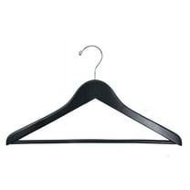 NAHANCO #8217CH 17" Black Gloss Flat Wooden Suit Hangers with Stationary Pant Bar (Pack of 100)
