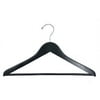 NAHANCO #8217CH 17" Black Gloss Flat Wooden Suit Hangers with Stationary Pant Bar (Pack of 100)