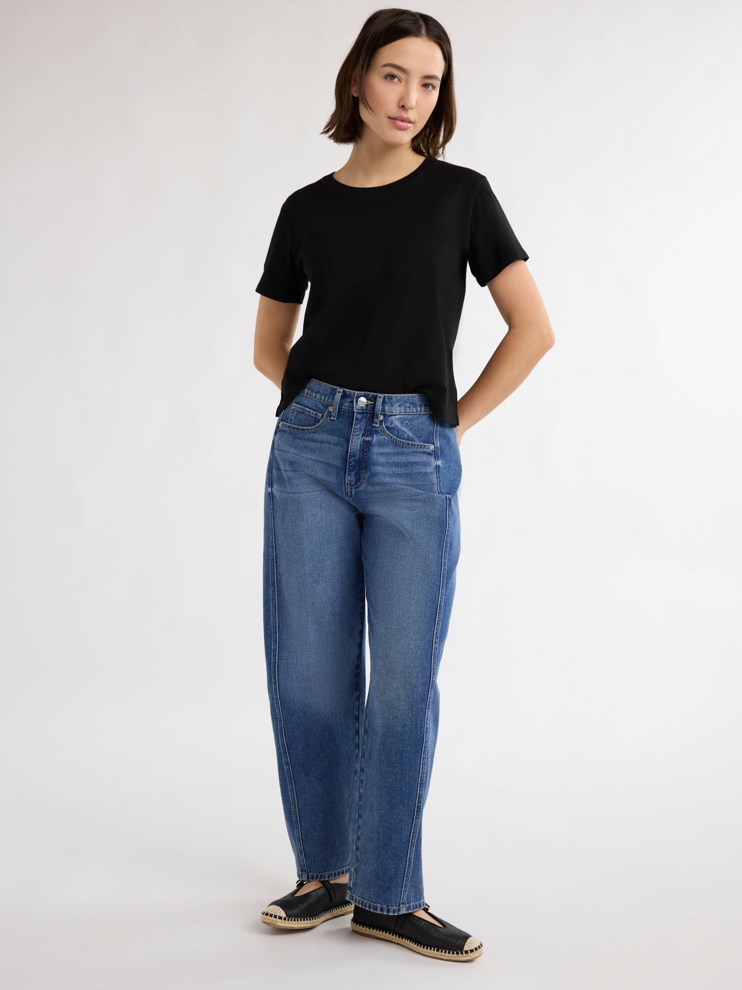 Free Assembly Women's Cotton Cropped Boxy Tee with Short Sleeves, Sizes XS-4X