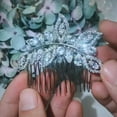 thumbnail image 2 of Silver Plated CZ Bridal Leaf Hair Comb Wedding Combs Silde Clip Tiara Hearpiece, 2 of 8