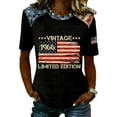 thumbnail image 3 of Youpwaven Women's Vintage 1966 Limited Edition T-Shirt, Patriotic American Flag Graphic Top, Independence Day Round Neck Short Sleeve Tee, 3 of 5