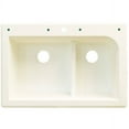 thumbnail image 2 of Transolid Radius 33in x 22in silQ Granite Drop-in Double Bowl Kitchen Sink with 4 CADF Faucet Holes, In White, 2 of 4