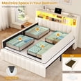 thumbnail image 6 of Aunfebrco Queen Size Bed with Bookcase Headboard and 4 Oversized Drawers, Upholstered Bed Frame with Storage,Queen Platform Bed Frame with LED Lights and Charging Station, Strong Metal Slats,White, 6 of 9