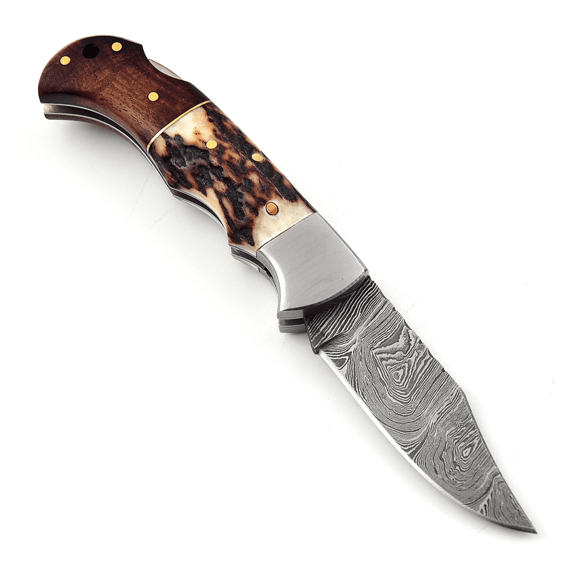 Handmade Damascus Pocket Knife for Men - 6.5 Inches Damascus Folding Knife with Sheath - Pocket Knives and Folding Knives with BackLock - Best for EDC, Camping, Fishing and Hiking,