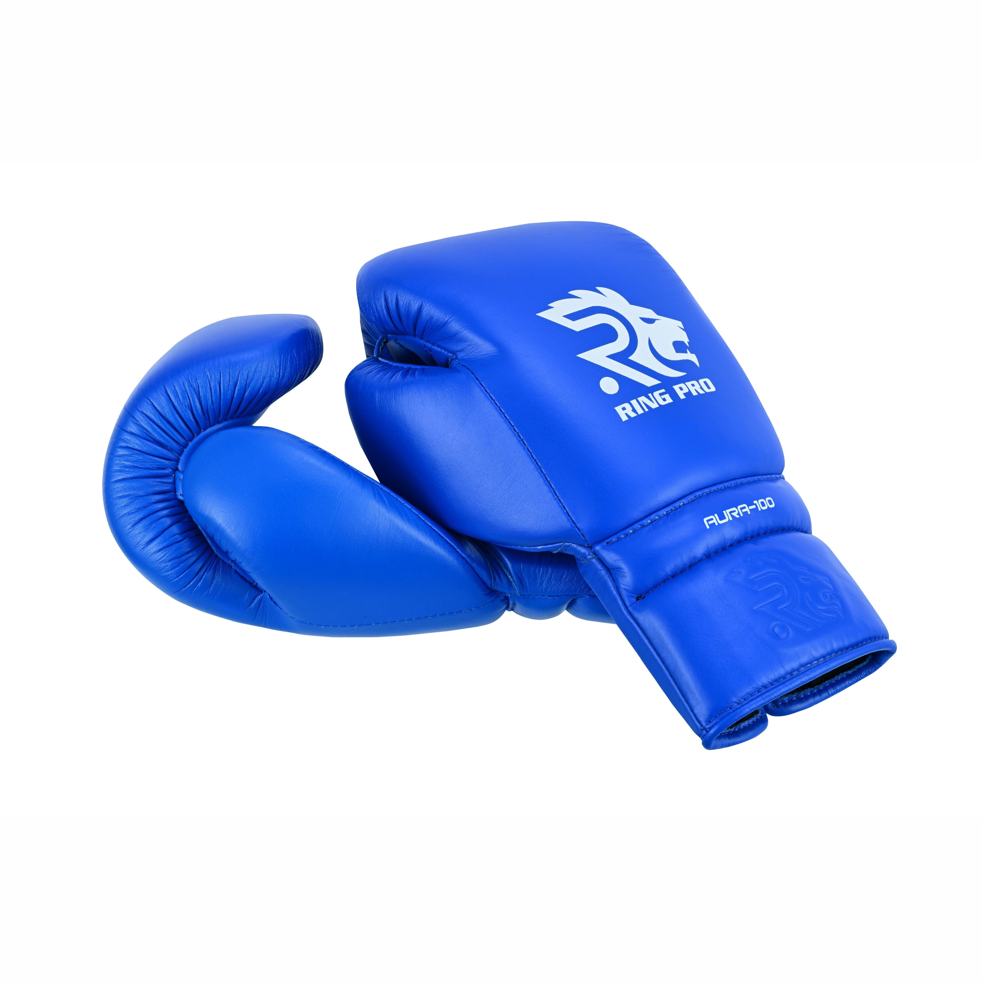 Ring Pro Sports Aura-100 Series Boxing Glove Made of Genuine Cowhide Leather for Boxing & MMA - Blue 12 oz
