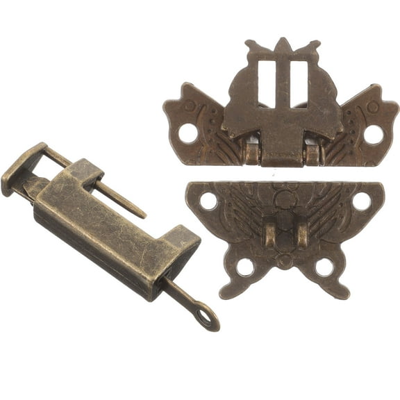 Milisten Retro Style Decorative Lock Set, Dark Brown Alloy, 2 Pieces for Jewelry Boxes and Small Cabinets