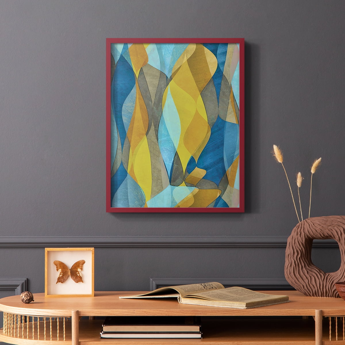 Colorful Cascade II Framed Print in Red Solid Wood Framed Print No Nail Hanging
