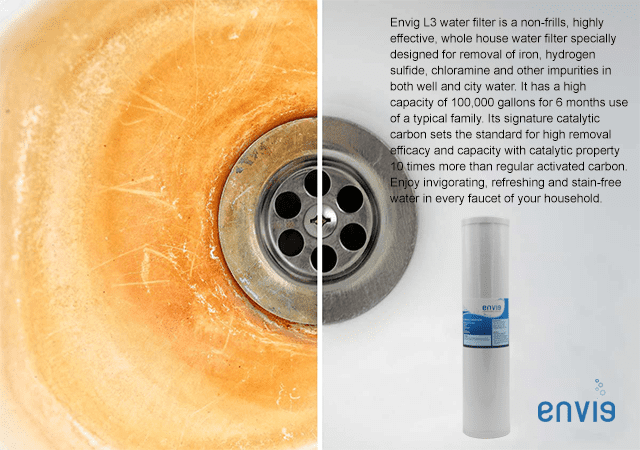 Envig L3 Iron and Hydrogen Sulfide 4.5” x 20” Whole House Water Filter Cartridge