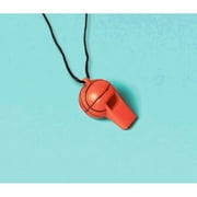 Amscan Kids Mini Basketball Whistles - 8 pcs, Orange, 2 1/4" x 1 1/4"