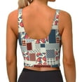 thumbnail image 3 of Kdxio Patchwork In Country Style Print Workout Crop Tank Top for Women Racerback Yoga Tank Tops Athletic Sports Shirts Exercise Undershirts, 3 of 9