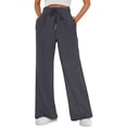thumbnail image 2 of Women's High Waist Wide Leg Sweatpants Loose Fit Casual Soft Lounge Trousers by Yigetop Dark Gray 2XL, 2 of 5