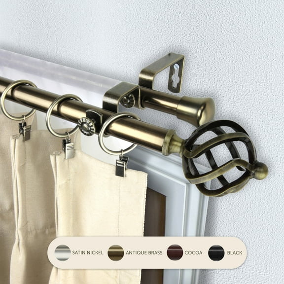 Domovina Curve 13/16" Double Curtain Rod-Color:Antique Brass,Size:66-120"