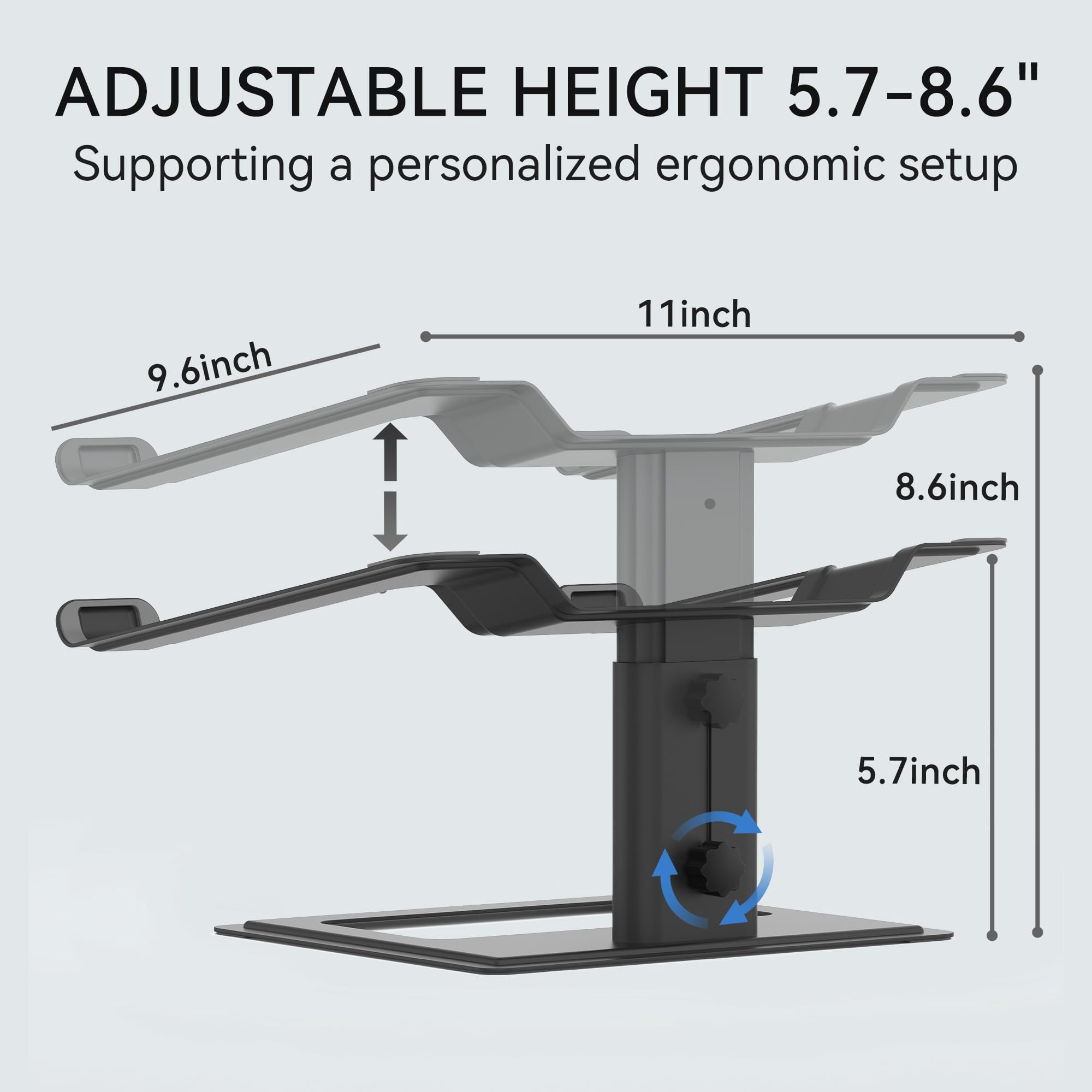 Adjustable Laptop Stand  Ergonomic Aluminum Riser For 10-17.3" Notebooks Ventilated Metal Holder With Height Alignment Desk Workspace Black