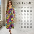 thumbnail image 6 of FKELYI Womens Fall Dress with Pockets Colorful Hippie Flower Print V Neck Long Sleeve Maxi Dress for Wedding Guest A-Line Flowy Party Dressess, M, 6 of 6