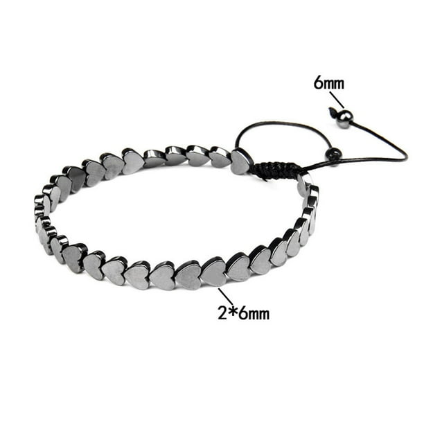 Pulsera magnética de piedra biliar negra, piedra energética para la salud, pulsera tejida retro