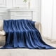thumbnail image 1 of Acogedora manta de franela suave y cálida para salón, salón, sofá, cama, 150 x 200 cm, azul marino ER, 1 of 5