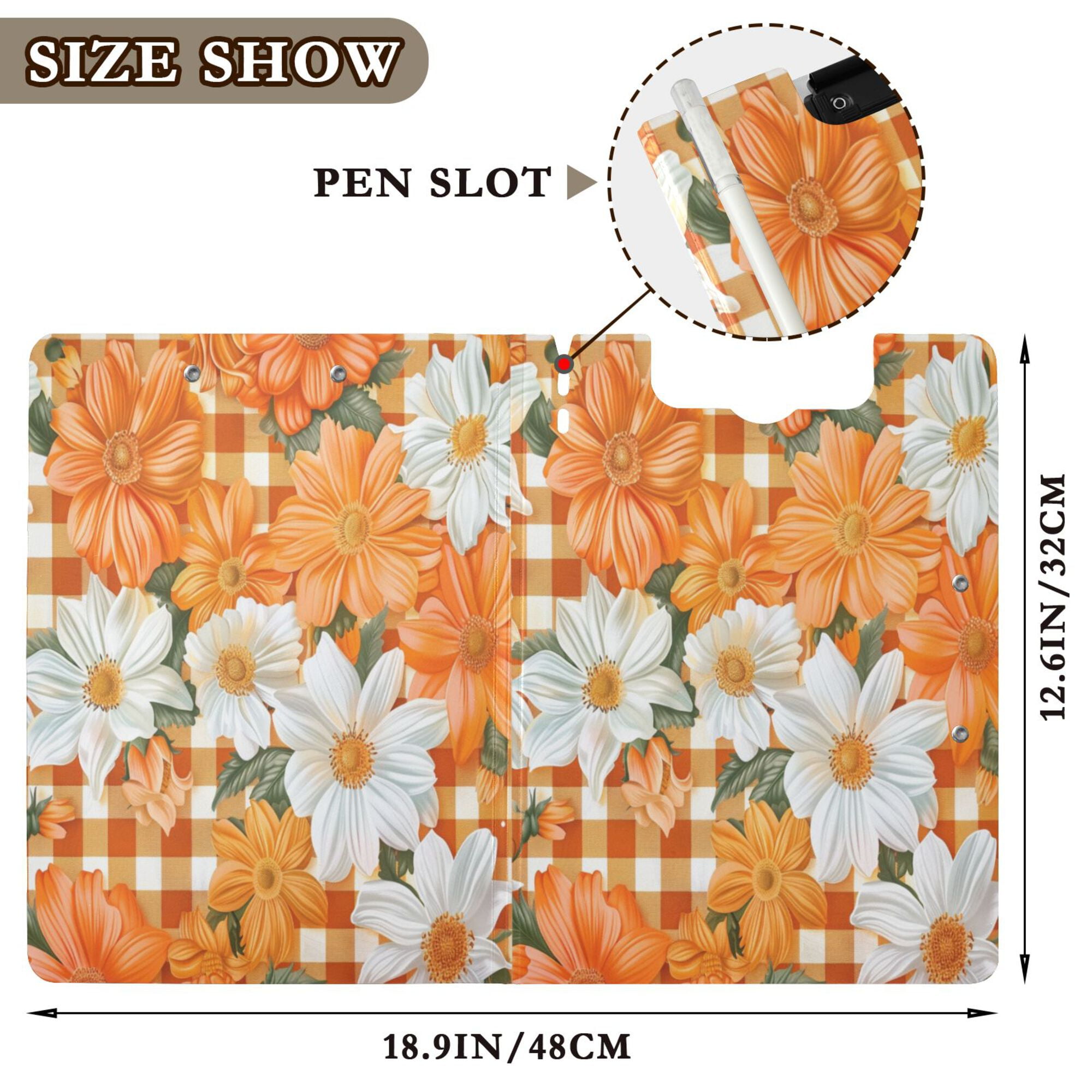 FORMRS A4 Clipboard Folder with Pen Holder Horizontal Foldable School Office Binder, Sunny Floral