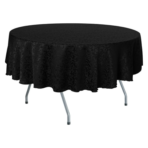 Ultimate Textile (5 Pack) Somerset 72-Inch Round Damask Tablecloth - Jacquard Weave Scroll Design, Black