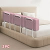 Kidsbuddy 23.6" Toddler Bed Rails Guard Foldable Portable Kids Bed Rail 5 Hole Height Adjustable Bed Rails for Toddlers, 3PC, Pink