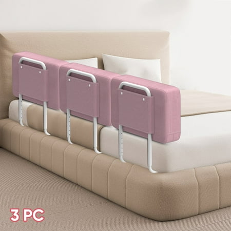 Kidsbuddy 23.6" Toddler Bed Rails Guard Foldable Portable Kids Bed Rail 5 Hole Height Adjustable Bed Rails for Toddlers, 3PC, Pink