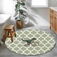 thumbnail image 4 of Round Rug 4ft Area Rug, Green Dinosaur Bicycle Area Rugs for Living Room Bedroom, Abstract Green Geometric Pattern Floor Mat Non-Slip Non-Shedding Carpet Indoor Accent Rugs, 4 of 9